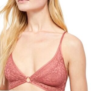 NWT Free People Floral Lace Triangle Bralette in Dusty Rose Pink XS